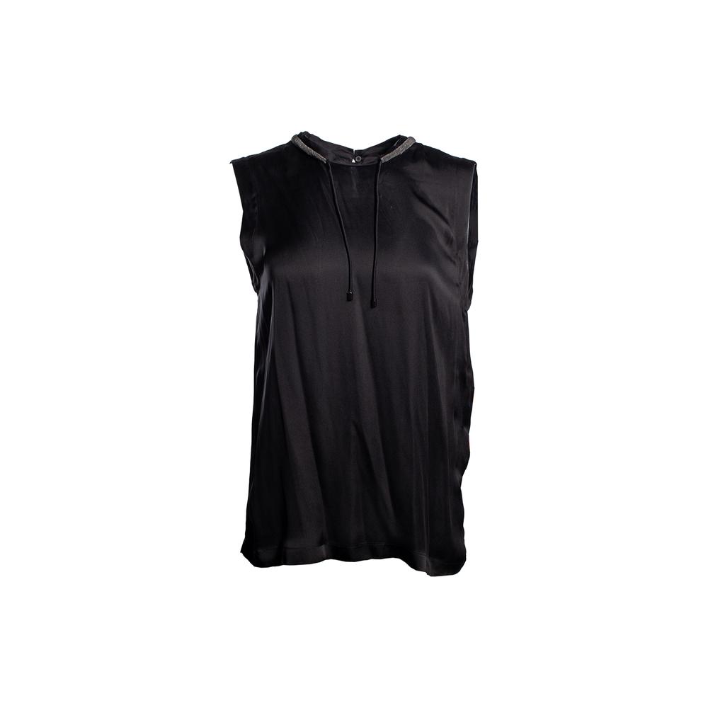  Brunello Cucinelli Size Large Silk Black Shirt