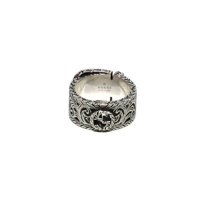 Gucci Size 7 Silver Garden Buckle Ring