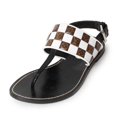 Louis Vuitton Size 36.5 Checkered Slingback Sandals