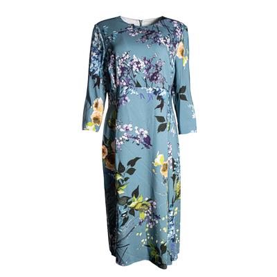 New Escada Size 44 Blue Floral Dress