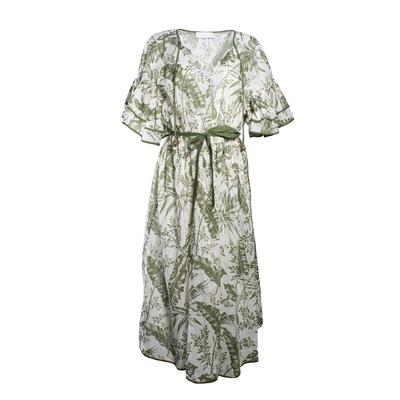 Zimmermann Size 10 Green Leaf Print Maxi Dress 