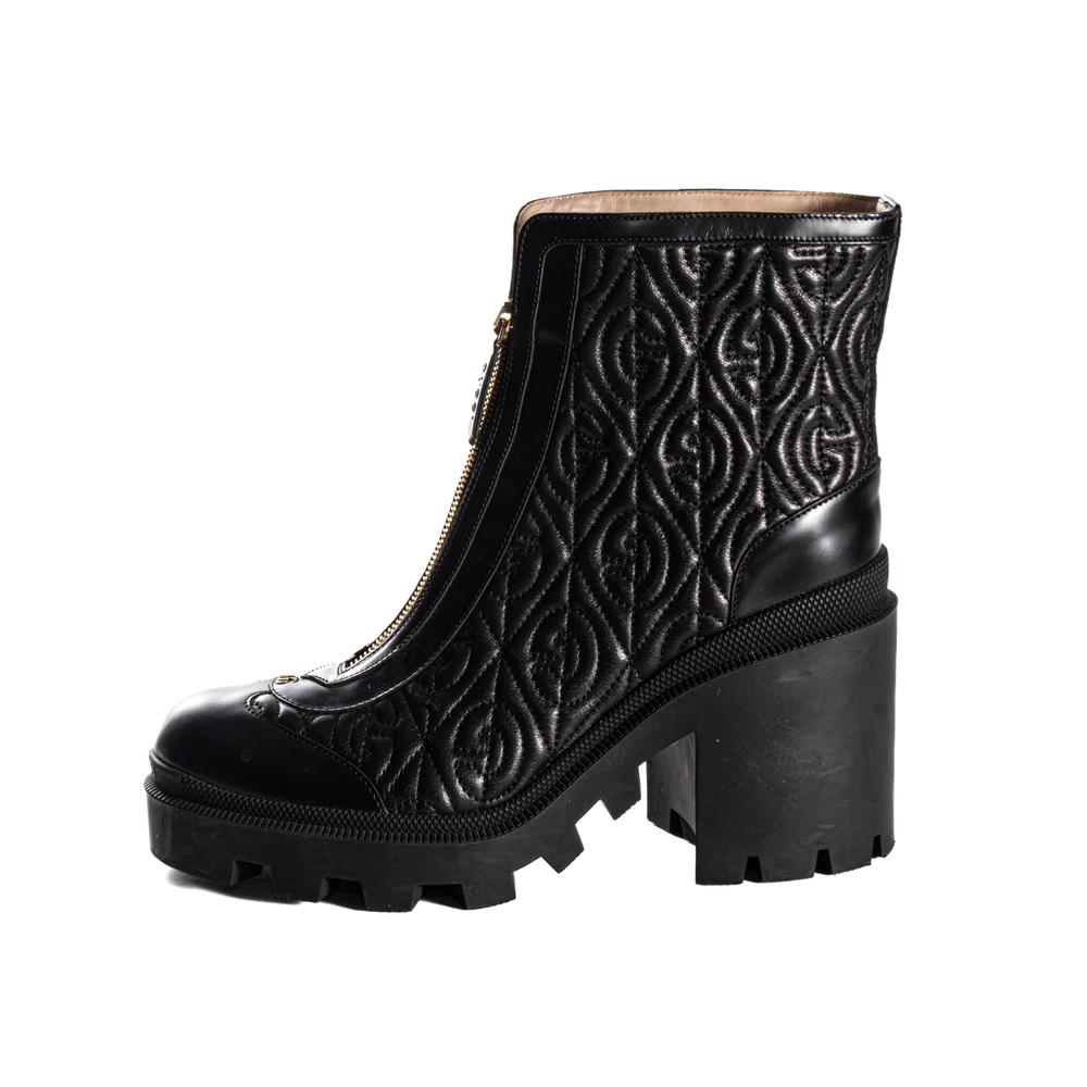  Gucci Size 41 Black Quilted Chunky Boots