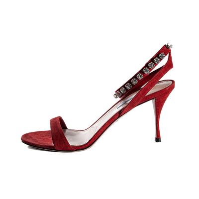Prada Size 39 Red Ankle Gem Heels