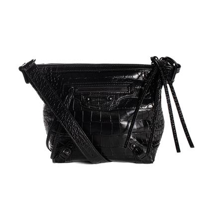 Balenciaga Black Embossed Leather Crossbody Bag