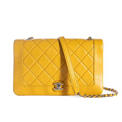 Chanel Yellow Quilted Resin Trim CC Crossbody