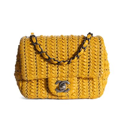 Chanel Yellow Weaved Crossbody Bag