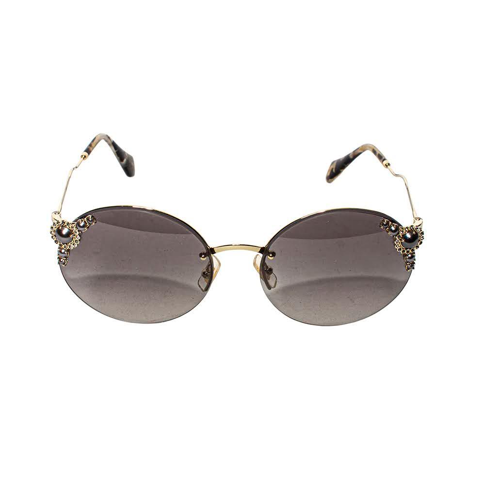  Miu Miu Gold Pearl Rhinestone Sunglasses