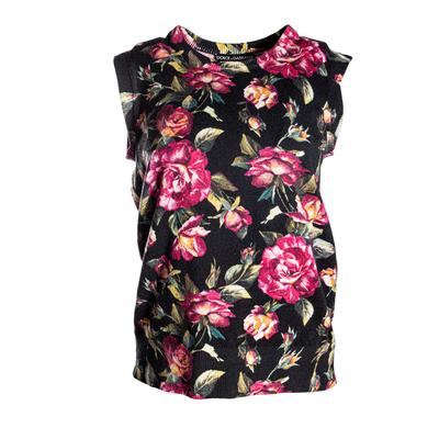  Dolce & Gabbana Size 38 Floral Knit Cashmere Tank Top 