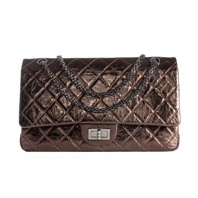 Chanel Brown Large Quilted Leather Metallic Flap Bag