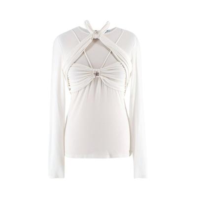 Chanel Size 38 Off White Silk Sash Top/ Undershirt