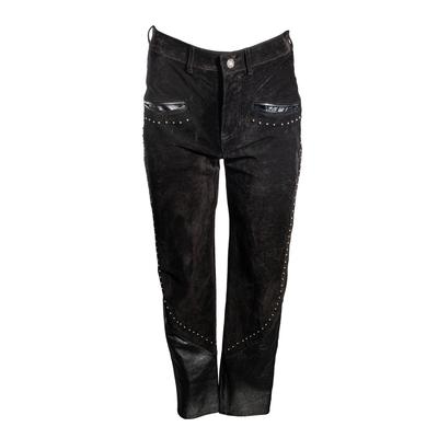 Saint Laurent Size 38 Black Suede & Leather Pants