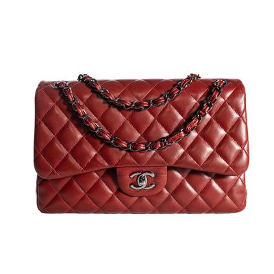 Chanel Jumbo Red Lambskin Double Flap Bag