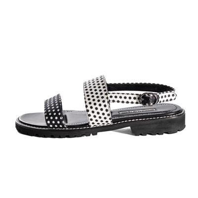 Manolo Blahnik Size 39 Black & White Polka Dot Sandals