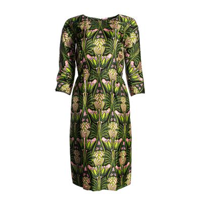 Prada Size 42 Green Floral Dress