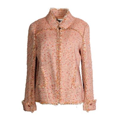 Chanel Size 42 Spring Peach Tweed Jacket