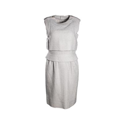 Chanel Size 40 Grey Tweed Short Dress
