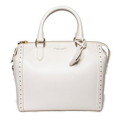 Ralph Lauren White Leather Duffle Handbag