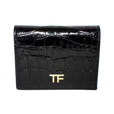 Tom Ford Black Croc Embossed Bi-Fold Wallet