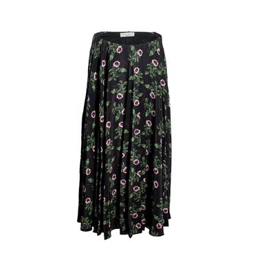 Valentino Size 42 Black Floral Skirt