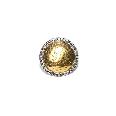 John Hardy Size 7 Silver 22K Yellow Gold Hammered Ring