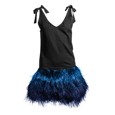 Cynthia Rowley Size Medium Black Feather Trim Dress