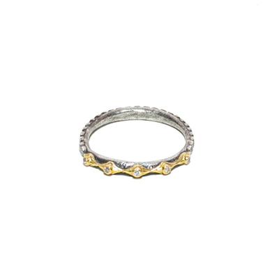 Armenta Size 6.5 Silver 18K Yellow Gold Diamond Ring