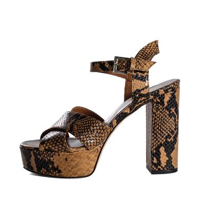Paris Texas Size 39 Brown Snake Print Heels