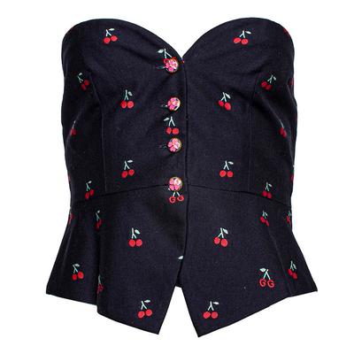 New Gucci Size 38 Navy Cherry Crop Top