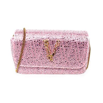 Versace Size Small Pink Virtus Crystal Crossbody Bag