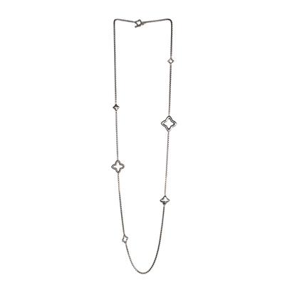 David Yurman Silver Quatrefoil Box Chain Necklace