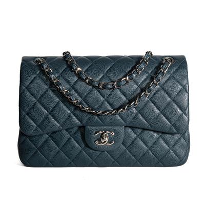 Chanel Double Flap Caviar Jumbo Handbag