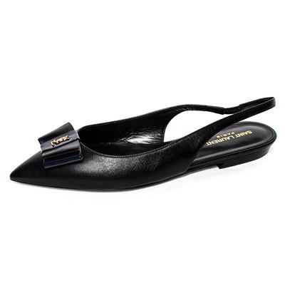 Saint Laurent Size 39 Black Leather Anais Bow Shoes