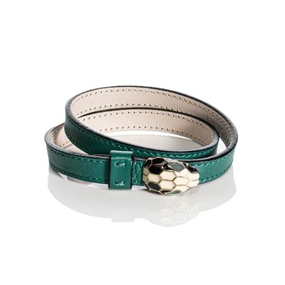 Bvlgari Wrap Leather Green Snake Bracelet