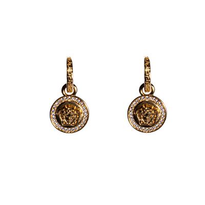 Versace Medusa Drop Gold Toned Earrings
