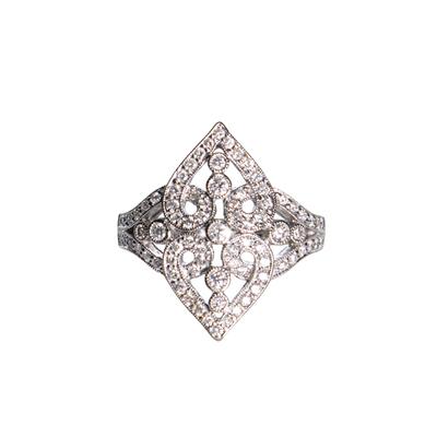 14K Size 7.25 White Gold Diamond Ring 