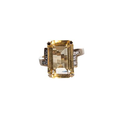 Size 5.5 14k Gold Diamond & Citrine Ring