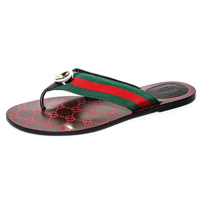 Gucci Size 41.5 Brown GG Thong Sandals
