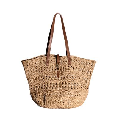 Saint Laurent Tan Raffa Crochet Handbag