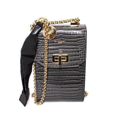 Givenchy Grey Snake Embossed Crossbody Bag