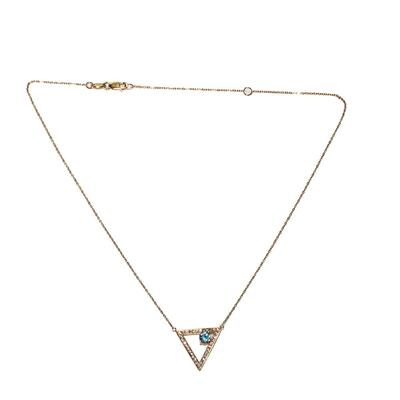 14K Gold Diamond Aqua Triangle Necklace