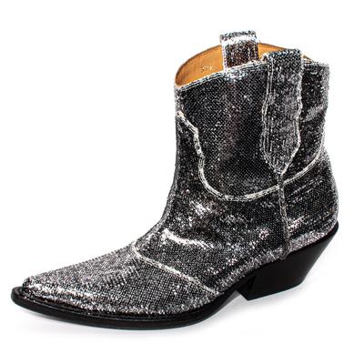 Maison Martin Margiela Size 37.5 Silver Sequin Cowboy Boots