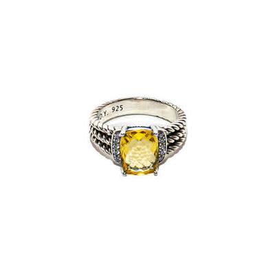 David Yurman Size 6.75 Yellow Stone Diamond Petite Ring