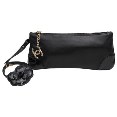 Chanel Wristlet Camellia Flower Clutch Handbag