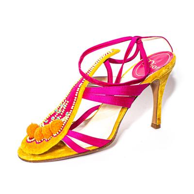 Christian Dior Size 38 Yellow Velvet Heels 
