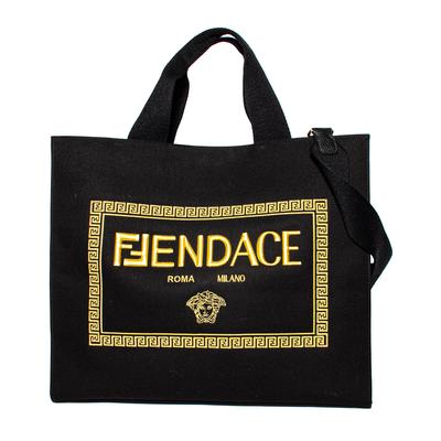 Fendi x Versace Fendace Black Canvas Tote Bag