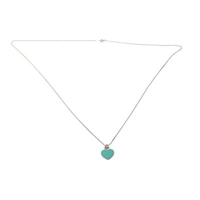 Tiffany & Co Silver Blue Heart Long Necklace