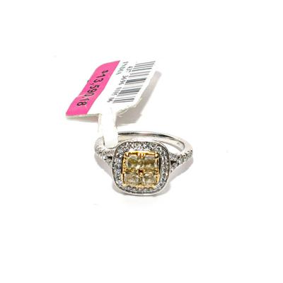14K White Gold Size 7 Natural Yellow Diamond Ring