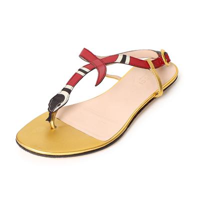 Gucci Size 36.5 Yoko Snake T-Strap Sandals