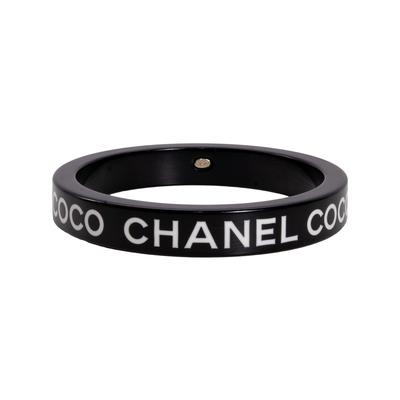 Chanel Black Logo Bangle