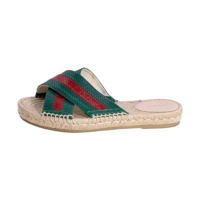 Gucci Size 37 Stripe Espadrille Sandals